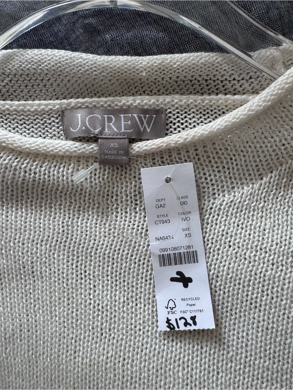 NWT J Crew Summer Rollneck Sweater In Linen Blend In Ivory Size XS